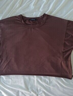 Carpetcom womens Large brown crop top shirt boxy